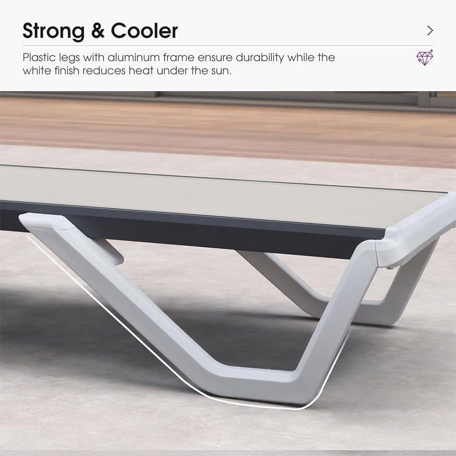 PURPLE LEAF Patio Chaise Lounge Plastic Pool Outdoor Lounge Chair with Aluminum Frame Stackable Patio Tanning Chairs for Poolside Sunbathing Beach Deck Yard