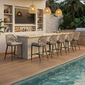 PURPLE LEAF Outdoor Bar Stool Set of 6, Wicker Chairs Bar Chairs with Cushion, All-Weather Patio Furniture kitchen stools