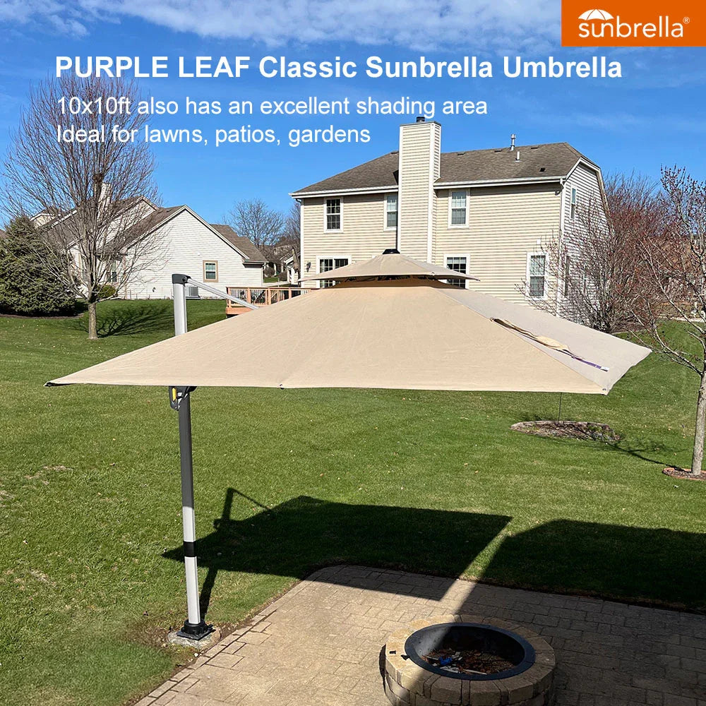 PURPLE LEAF – Parasol de terrasse Premium Classic SUNBRELLA déporté