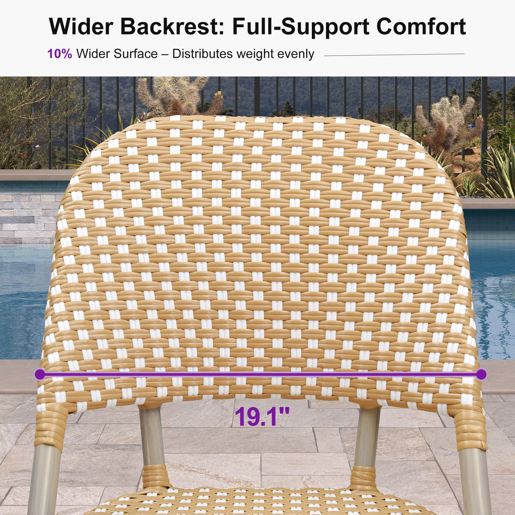PURPLE LEAF Outdoor Bar Height Stools Set of 2 French Country Patio Rattan Bar Stool Chairs Outdoor Armless Barstools for Porch Garden Indoor Kitchen