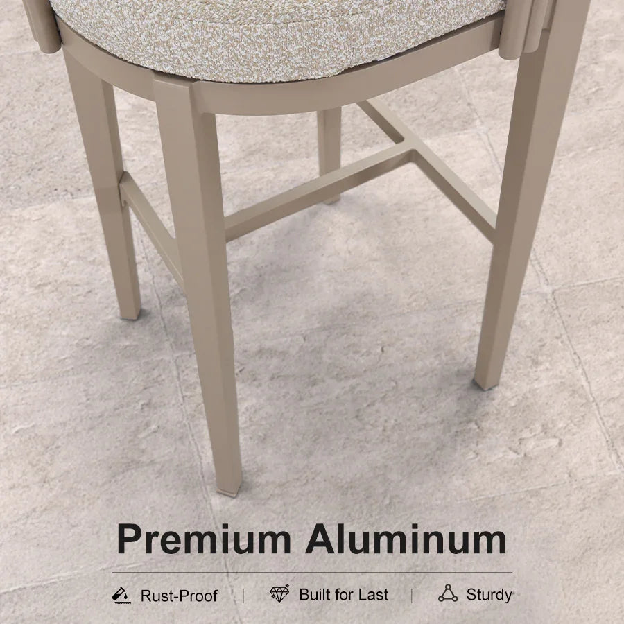 PURPLE LEAF Provence Outdoor Bar Stools Set of 2 Modern Olefin Upholstered Barstools with Back and Armrest Bar Chairs for Garden Kitchen Island