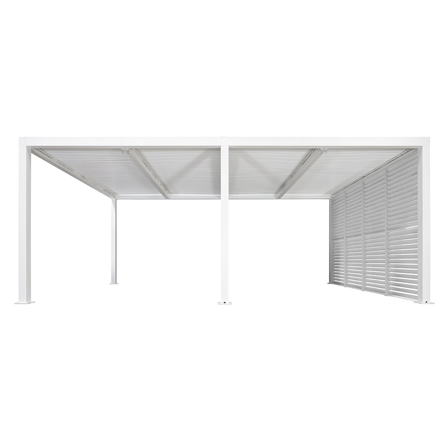 PURPLE LEAF Athena Louvered Pergola white Outdoor Aluminum Pergola with Shutter Wall Adjustable Gazebo Rainproof for Patio Deck Garden