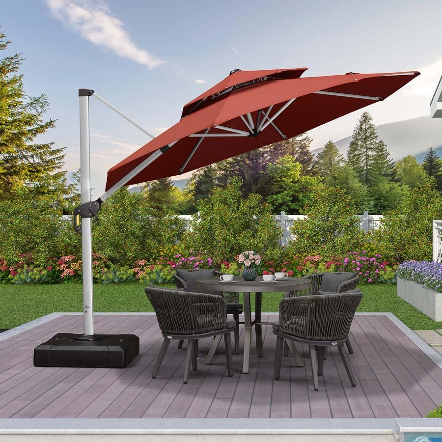 PURPLE LEAF Round Cantilever Patio Umbrella Heavy Duty Umbrella for Porch Garden Pool