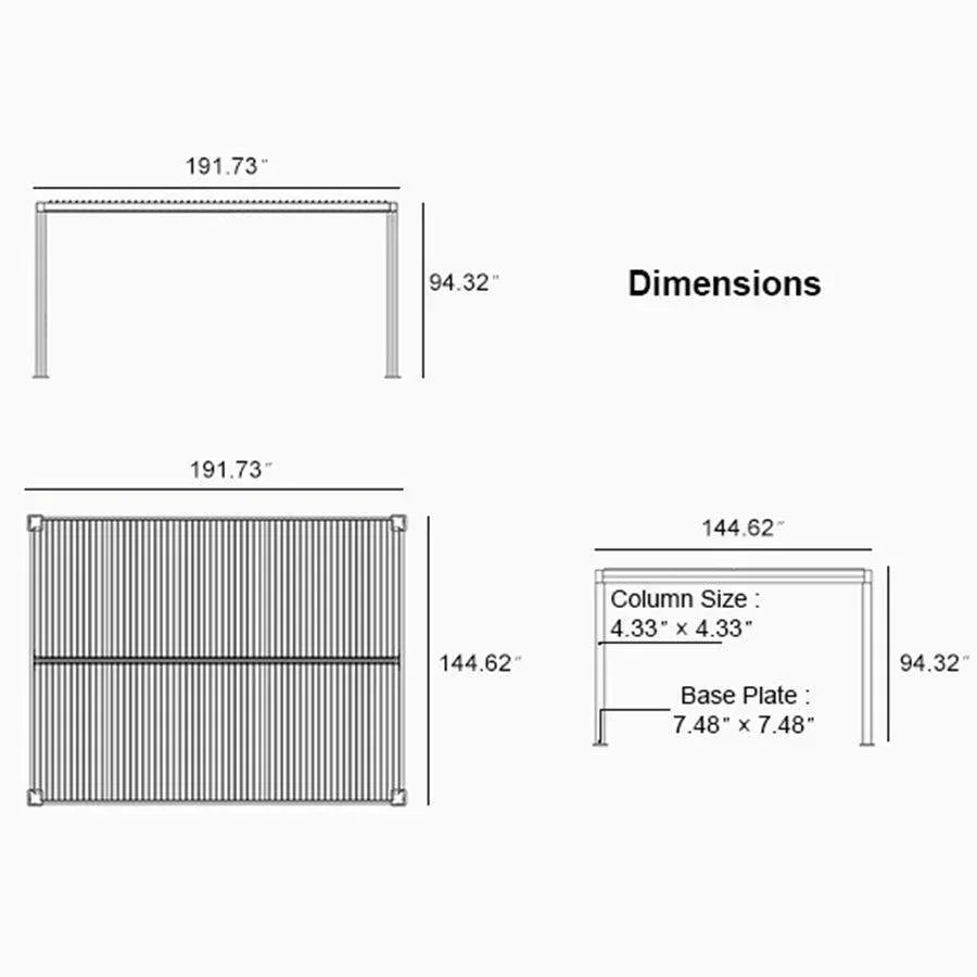 PURPLE LEAF Athena Louvered Pergola White Outdoor Aluminum Pergola with Roller Blind Adjustable Gazebo for Patio Deck Garden