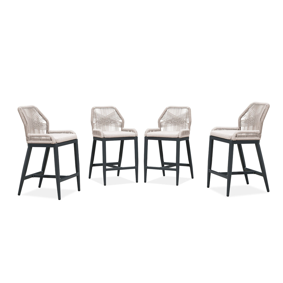 PURPLE LEAF Bar Stools Set of 4 Outdoor Aluminum Barstools with Back Modern Wicker Rattan Boho Garden Pool Patio Bar Chairs