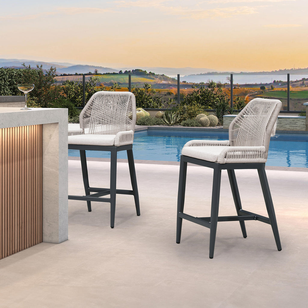 PURPLE LEAF Outdoor Bar Stool Set of 6, Wicker Chairs Bar Chairs with Cushion, All-Weather Patio Furniture kitchen stools