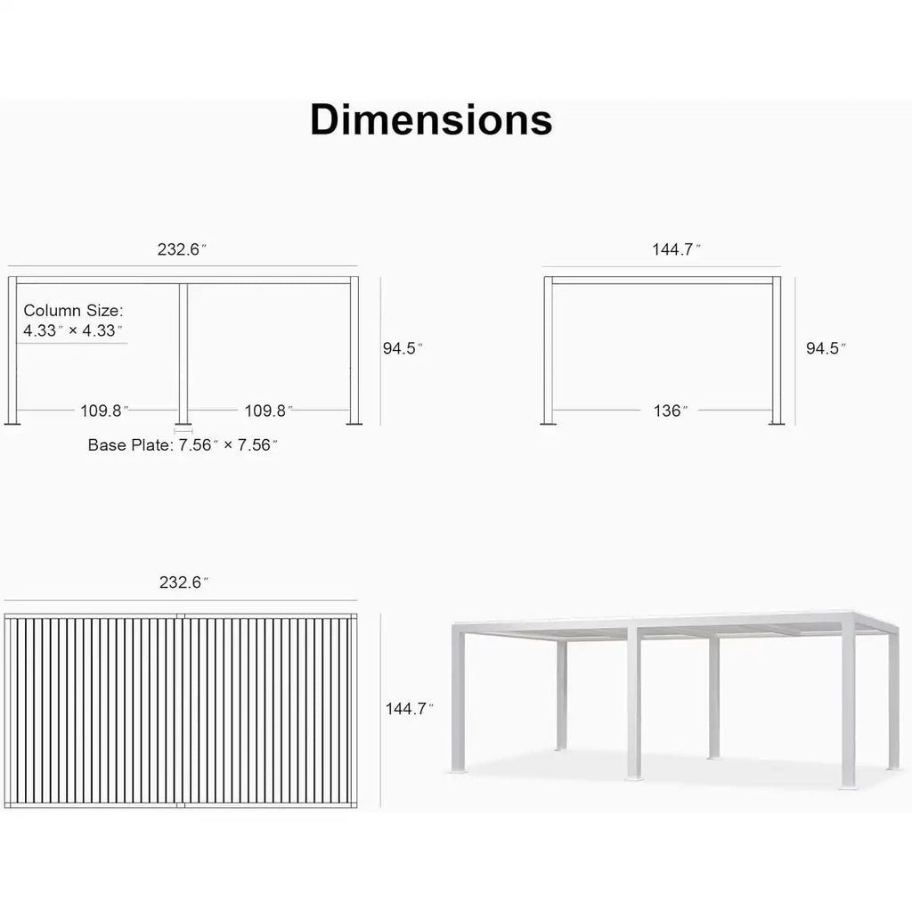 Hanso Home Louvered Pergola Modern White Pergola with Adjustable Roof for Deck Backyard Garden