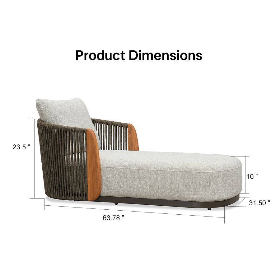 PURPLE LEAF Luxury  Hailar Olefin Patio Chaise Lounge Chair , Upholstered Pool Aluminium Lounge Chairs for Outdoor with Teak Armres for Deck, Pool, Lawn, Garden, Courtyard, Porch