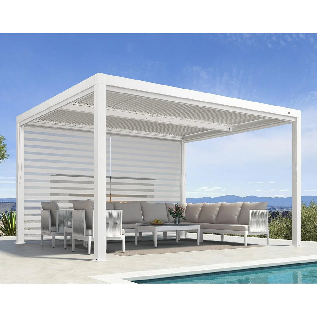 Hanso Home Louvered Pergola Modern White Pergola with Adjustable Roof for Deck Backyard Garden