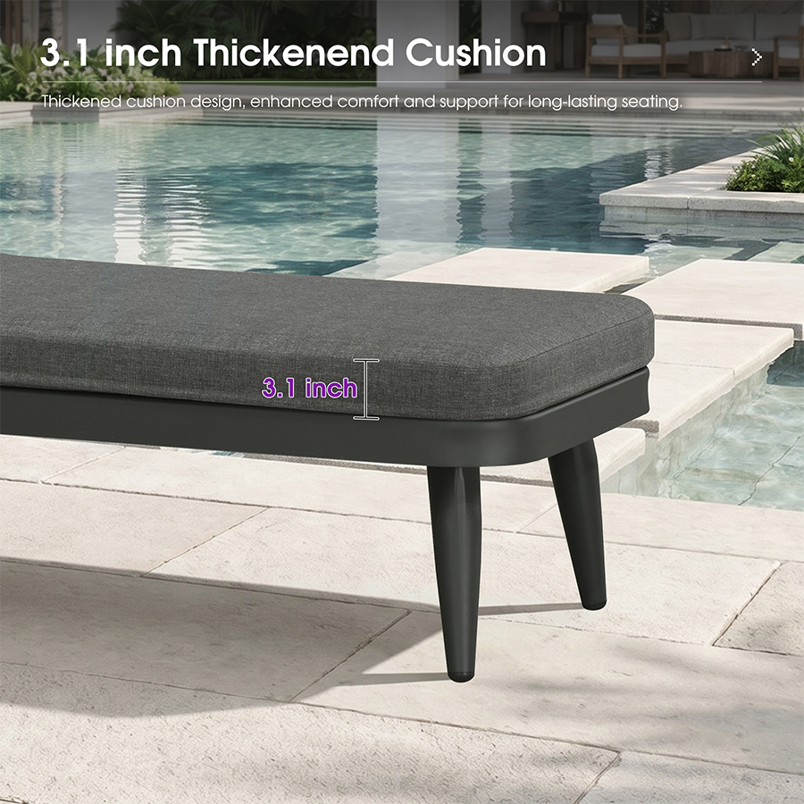 PURPLE LEAF Patio Chaise Lounge Chair, Aluminum Pool Lounge Chairs for Outdoor with 2 Cushions for Deck, Pool, Lawn, Garden, Courtyard, Porch