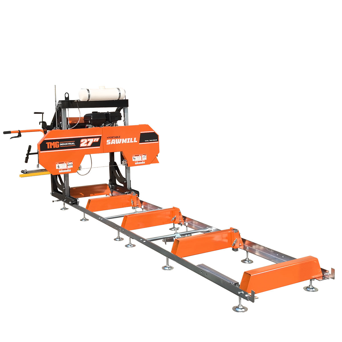 27” Portable Sawmill, 10’ Log Length Capacity, 27” Log Diameter, 15 HP RATO-R420 Engine, 12-¾’ Track Length (Extensions Available), TMG-PSM27R