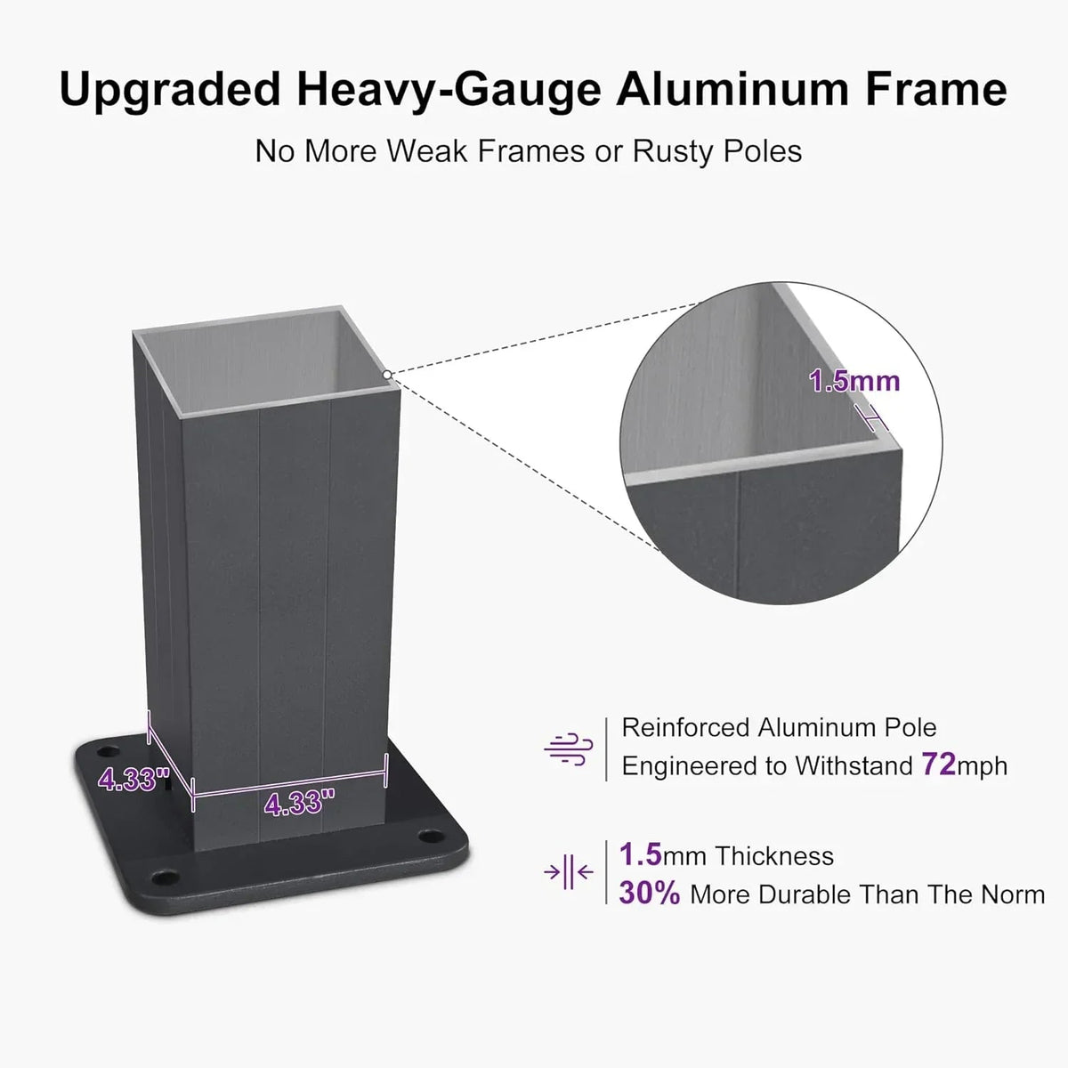 PURPLE LEAF Athena Louvered Pergola Grey Outdoor Aluminum Pergola with Shutter Wall Adjustable Gazebo Rainproof for Patio Deck Garden