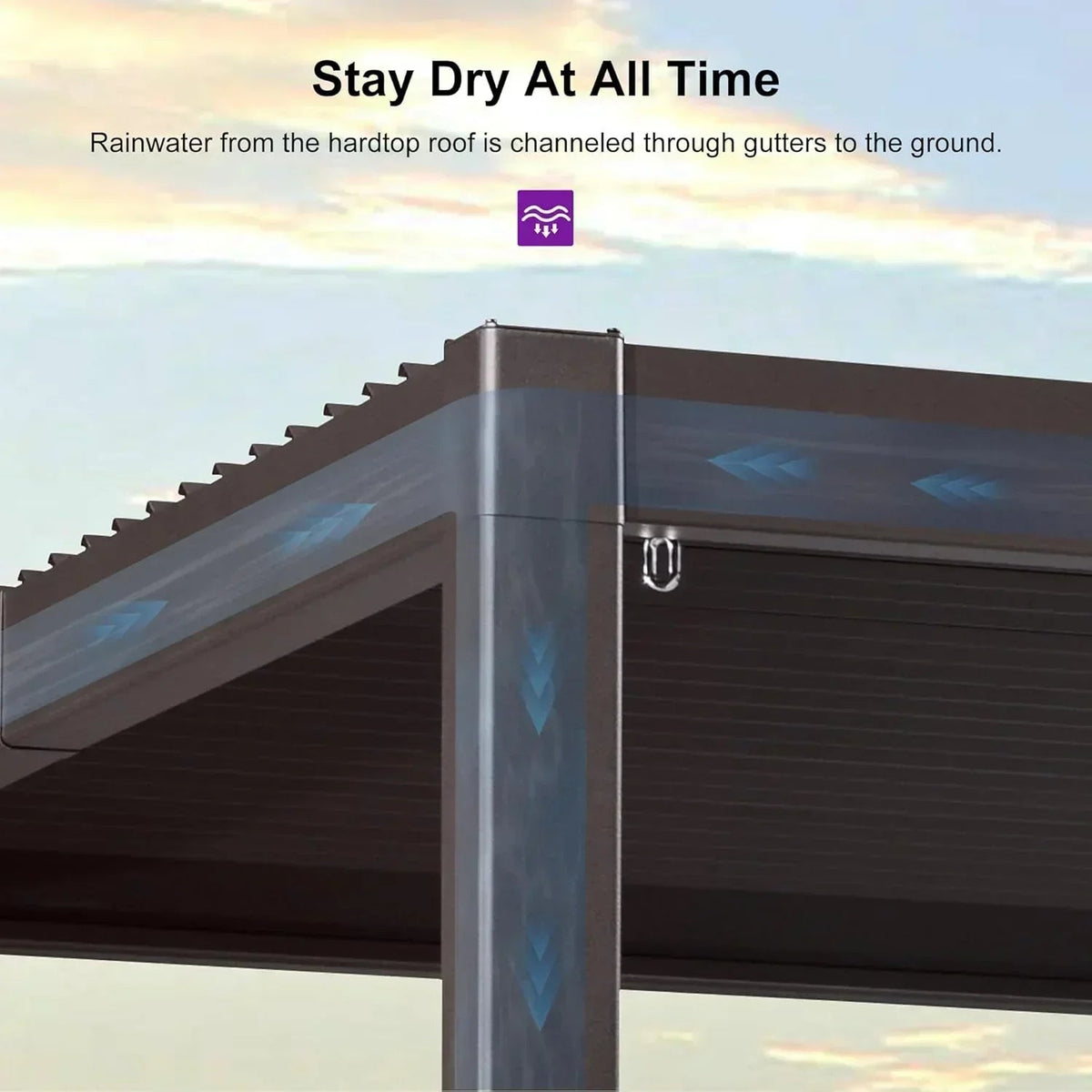 PURPLE LEAF Caesar Louvered Pergola Outdoor Adjustable Louvre Shade Modern Patio Aluminum Pergola with  Milky Lights