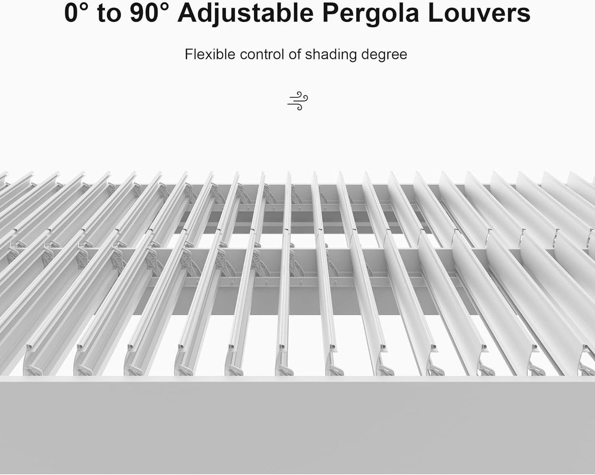 PURPLE LEAF Athena Louvered Pergola Outdoor Aluminum Pergola with Adjustable Roof for Deck Backyard Garden Hardtop Gazebo