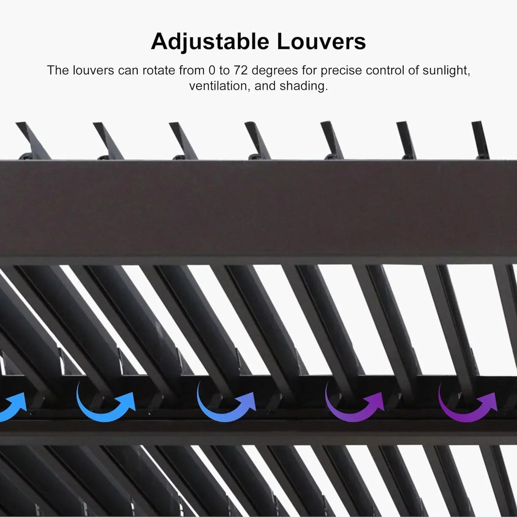 PURPLE LEAF Caesar Louvered Pergola Outdoor Adjustable Roof Modern Patio Aluminum Pergola for Deck Backyard Garden Hardtop Gazebo Bronze