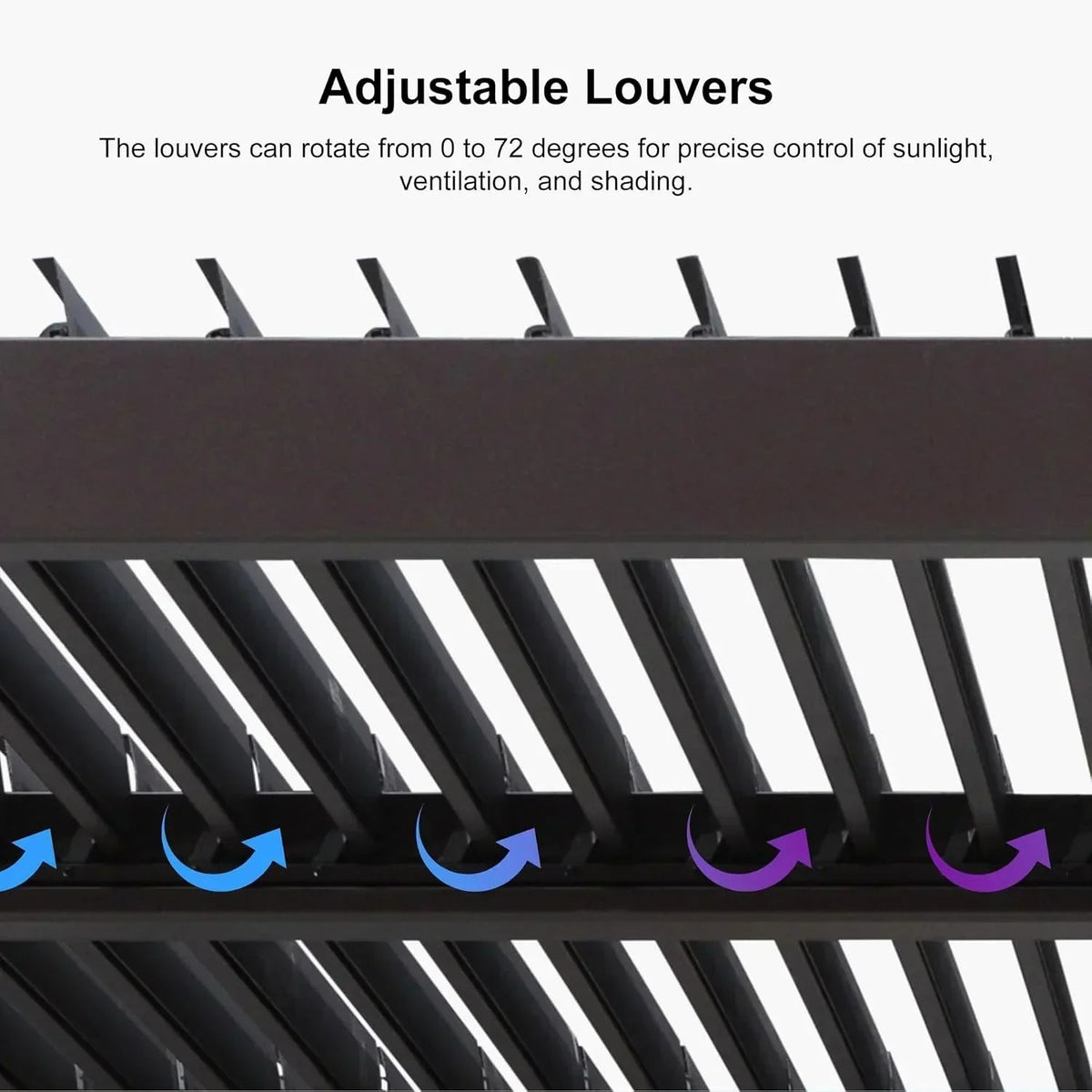 PURPLE LEAF Caesar Louvered Pergola Outdoor Adjustable Louvre Shade Modern Patio Aluminum Pergola with  Yellow Lights