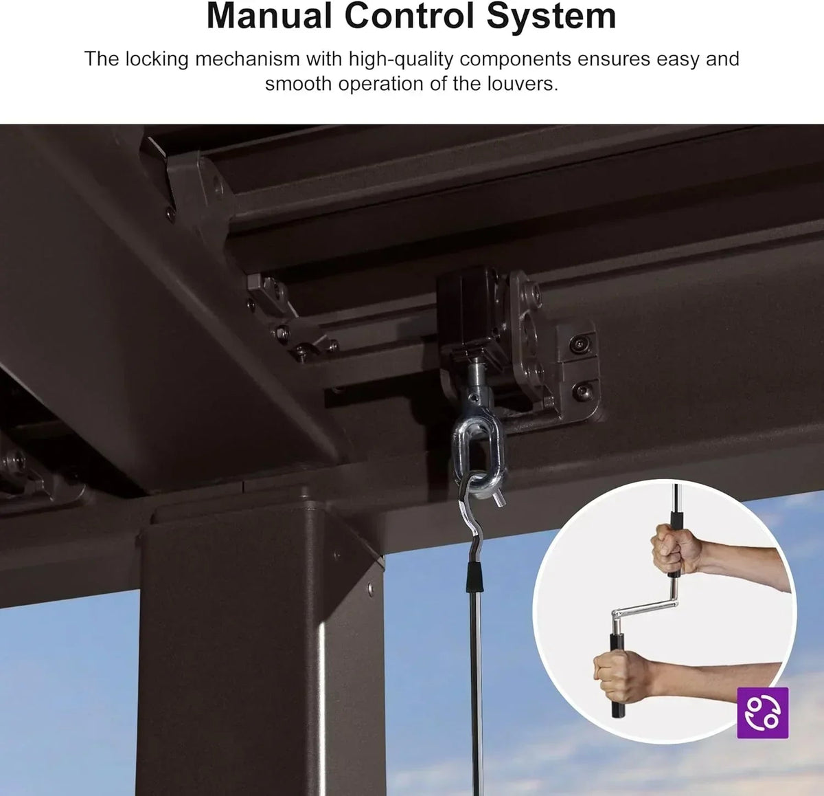 PURPLE LEAF Caesar Louvered Pergola Outdoor Adjustable Louvre Shade Modern Patio Aluminum Pergola with  Milky Lights