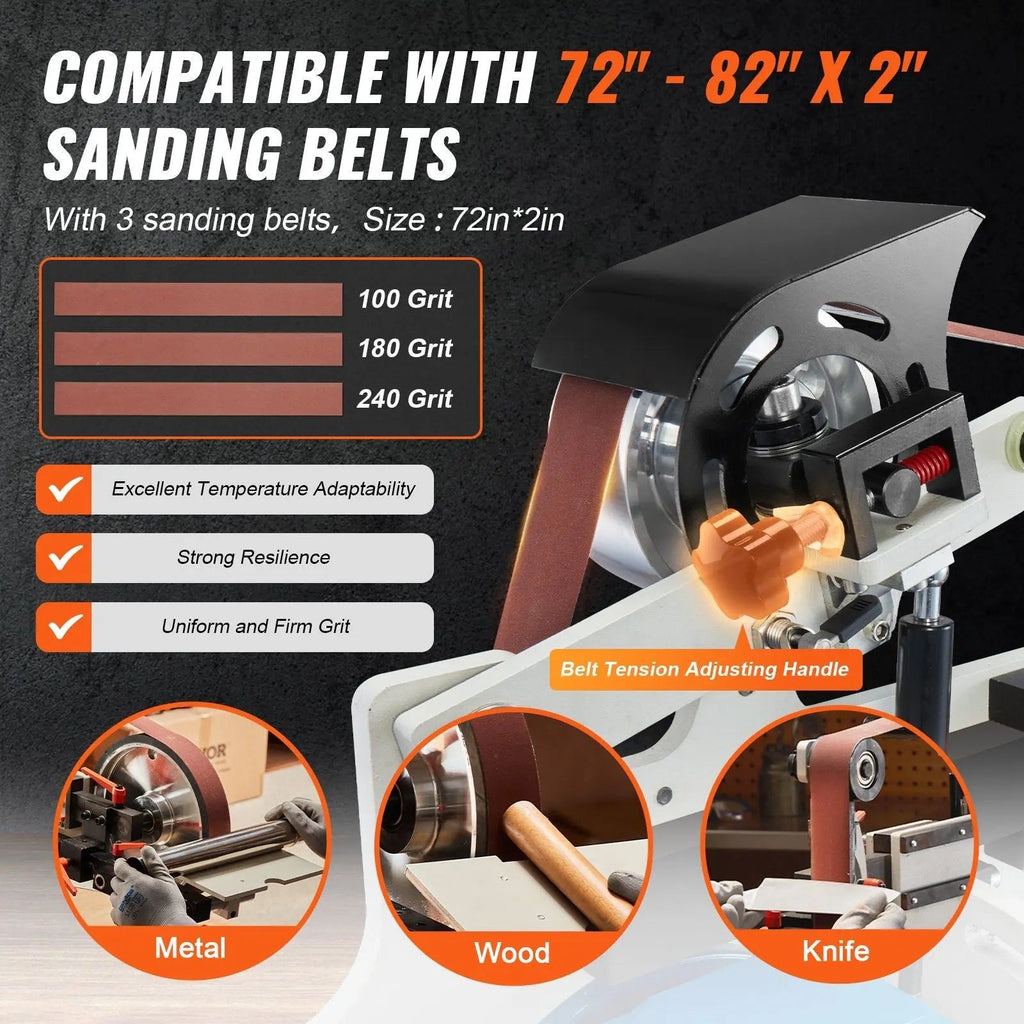 72" Belt Grinder Sander, VFD, 3 Versatile Grinding Moulds, DOBA-BGS72