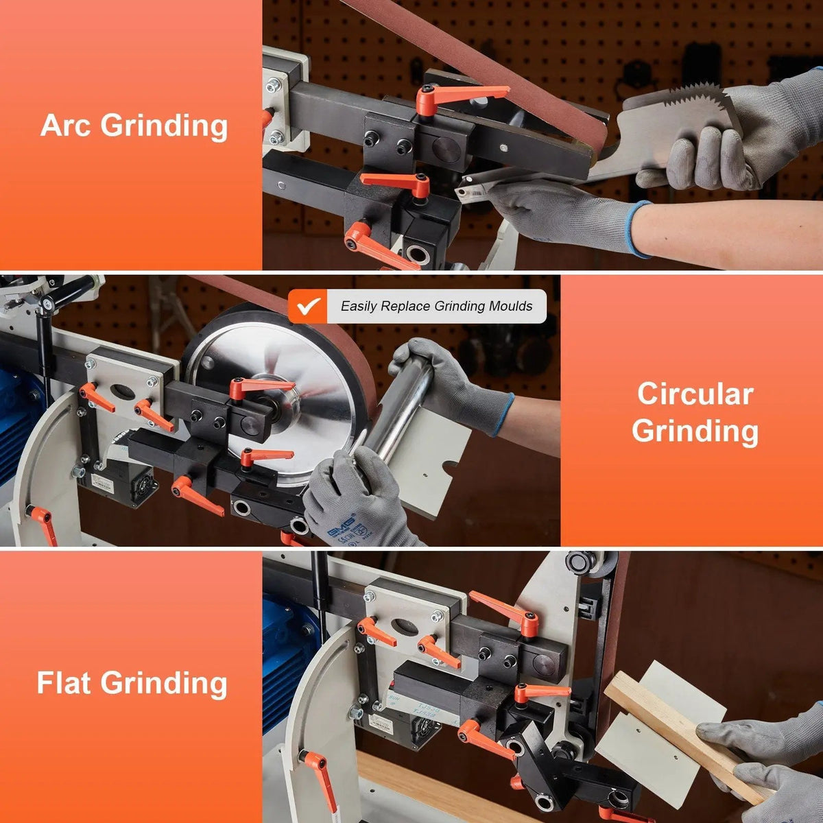 72" Belt Grinder Sander, VFD, 3 Versatile Grinding Moulds, DOBA-BGS72