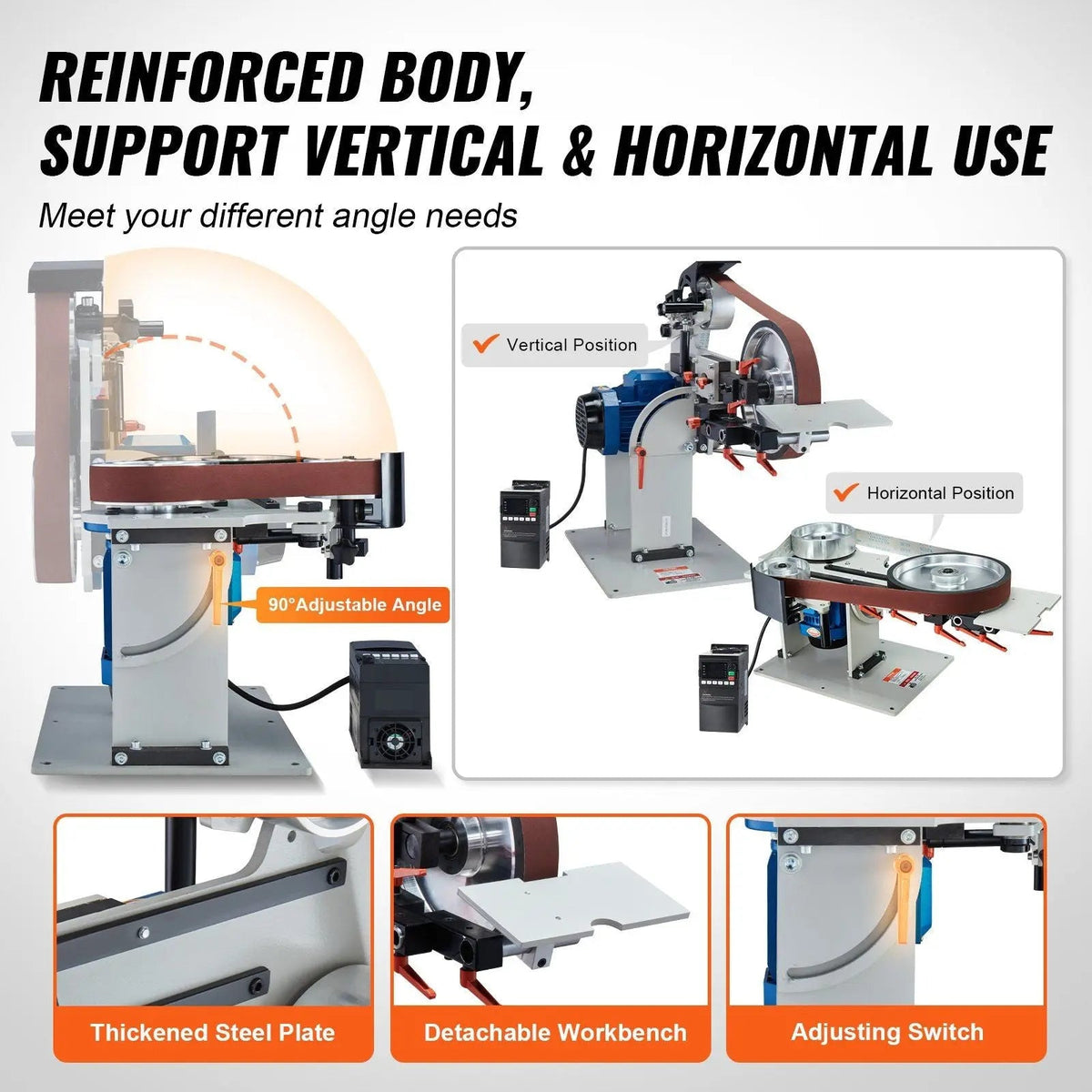 72" Belt Grinder Sander, VFD, 3 Versatile Grinding Moulds, DOBA-BGS72