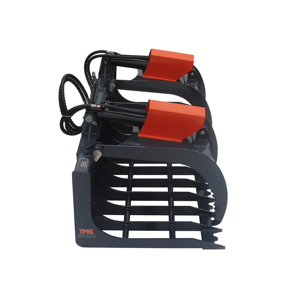 72" Skid Steer Rock Skeleton Grapple Attachment, Universal Mount, 36" Arm Opening, 6" Tine Spacing, 2500 lb Weight Capacity, TMG-SG72
