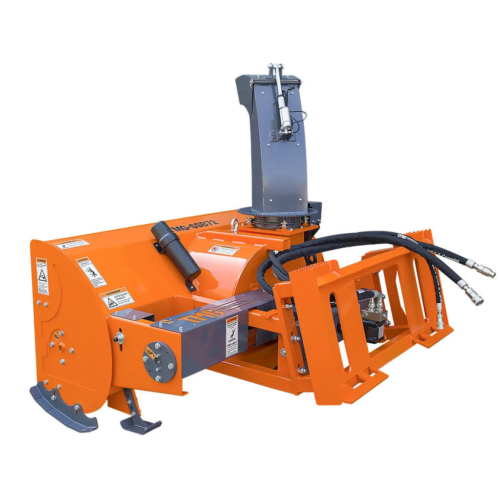 72" Skid Steer Snow Blower, 45-75 HP Loader Required, 24" Diameter Impeller, 360° Motor Driven Snow Chute, TMG-SSB72