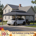 PURPLE LEAF Outdoor Metal Carport with Grey Steel Roof and Aluminum Frame Protective Shelter