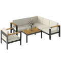 3-Piece Garden Corner Sofa Set with Aluminum Frame and Olefin Cushions, Beige
