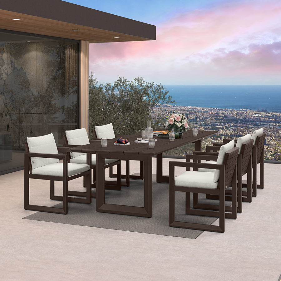 PURPLE LEAF Caesar Outdoor Dining Set Aluminum Luxury Patio Furniture Table and Chairs Set with Olifen Removable Thick Cushion and Pillow Patio Dining Sets for Garden Deck