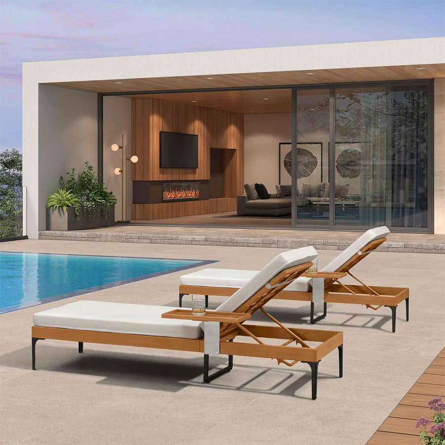 PURPLE LEAF Outdoor Chaise Lounge Sunbrella Patio Lounge Chair Recliner and Cushion for Poolside Balcony Backyard