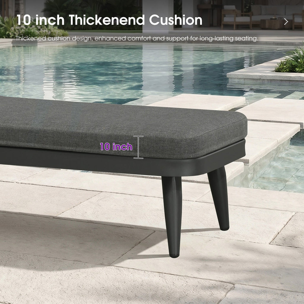 PURPLE LEAF Patio Chaise Lounge Chair, Aluminum Pool Lounge Chairs for Outdoor with 2 Cushions for Deck, Pool, Lawn, Garden, Courtyard, Porch