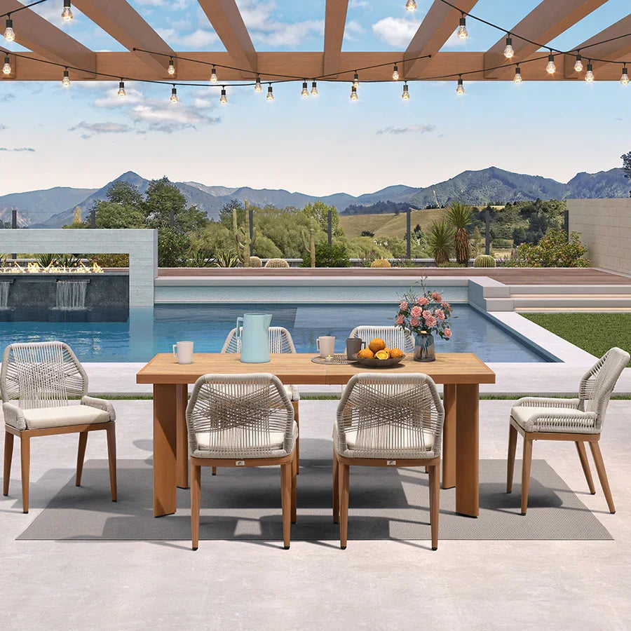 PURPLE LEAF 7/9/11 Pieces Patio Dining Set with Sunbrella Cushions All-Weather Wicker Patio Table and Chairs for Deck, Garden