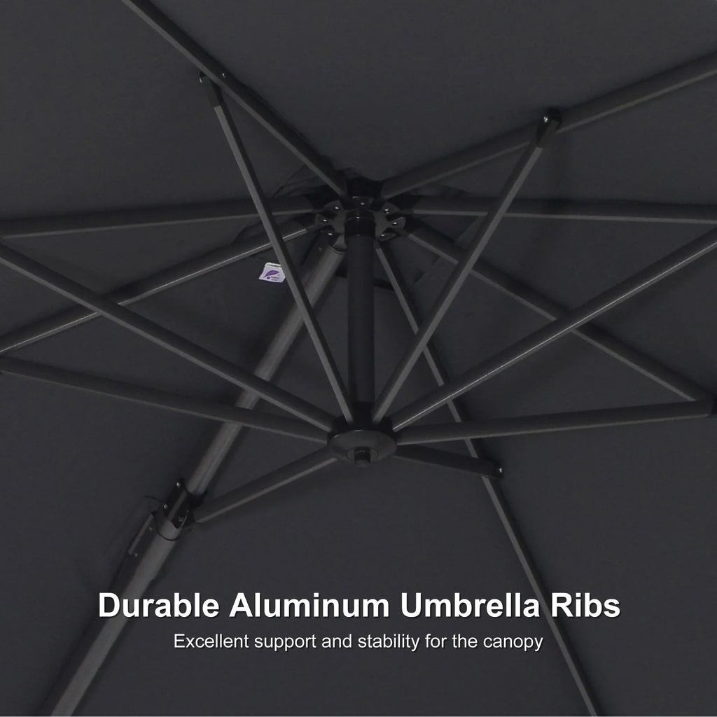 PURPLE LEAF Pool Umbrella Outdoor Cantilever Umbrella with In-ground Base