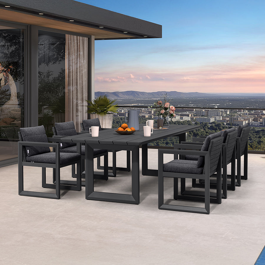 PURPLE LEAF Caesar Outdoor Dining Set Aluminum Luxury Patio Furniture Table and Chairs Set with Olifen Removable Thick Cushion and Pillow Patio Dining Sets for Garden Deck