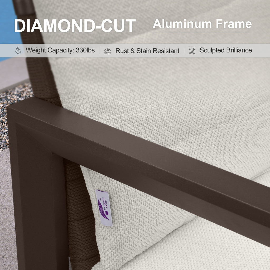 PURPLE LEAF Caesar Bar Stools Modern Aluminum Barstools with Stainless Removable Cushion for Kitchen Outside Island Backyard