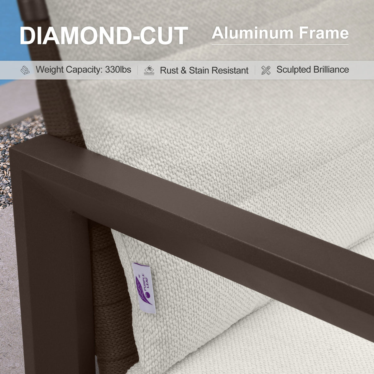 PURPLE LEAF Caesar Bar Stools Modern Aluminum Barstools with Stainless Removable Cushion for Kitchen Outside Island Backyard