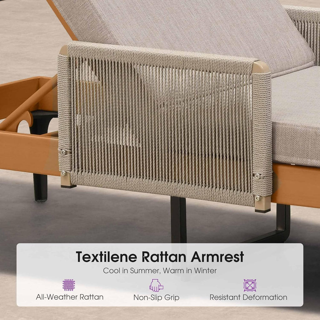 PURPLE LEAF Outdoor Chaise Lounge Sunbrella Patio Lounge Chair Recliner and Cushion for Poolside Balcony Backyard