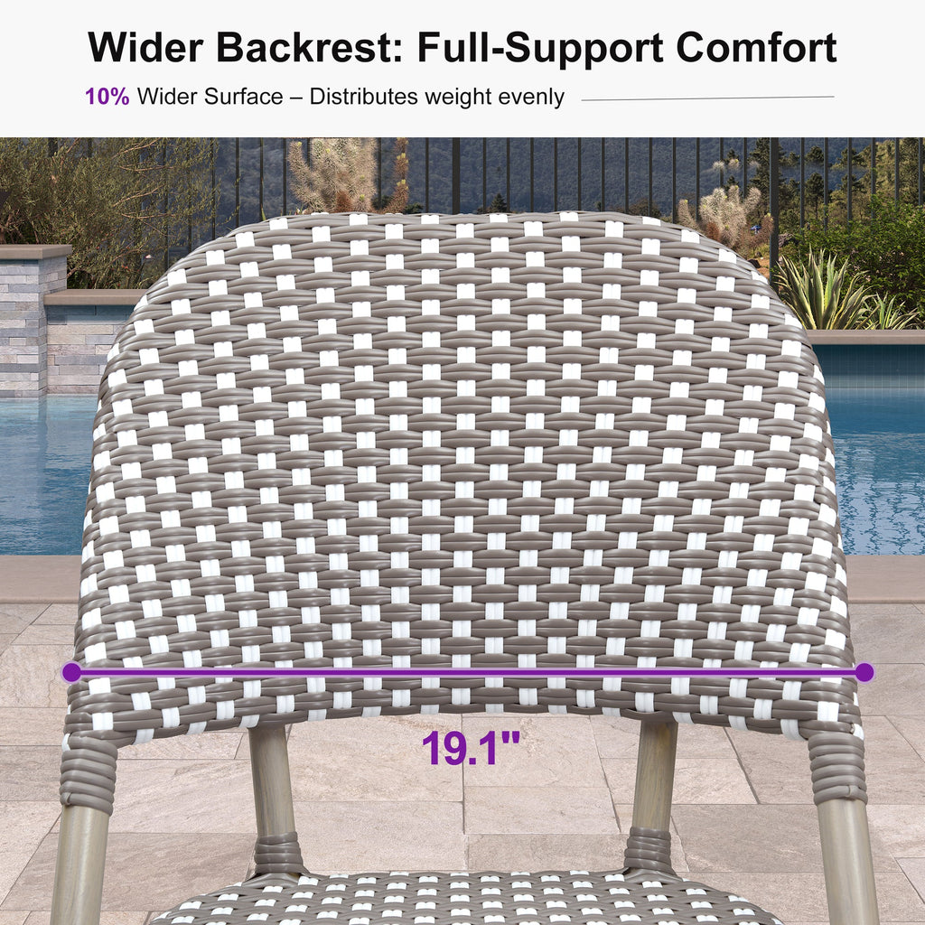 PURPLE LEAF Outdoor Bar Height Stools Set of 2 French Country Patio Rattan Bar Stool Chairs Outdoor Armless Barstools for Porch Garden Indoor Kitchen