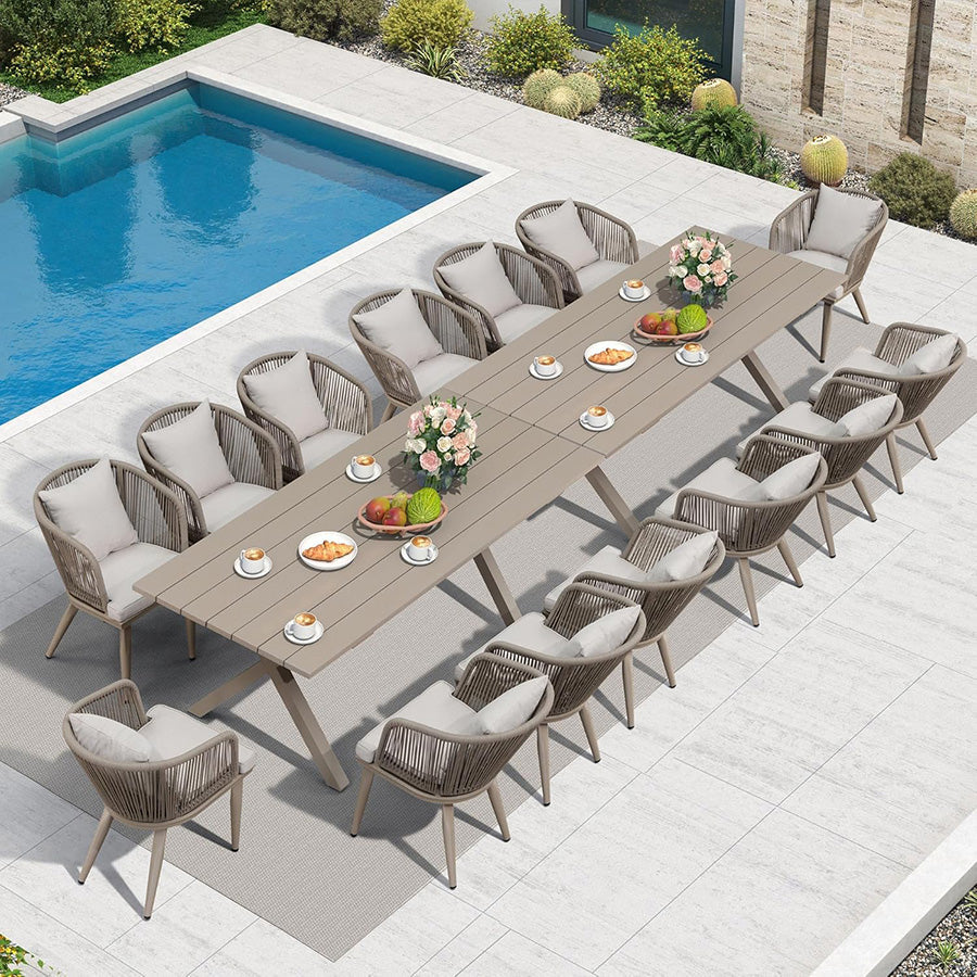 PURPLE LEAF Patio Dining Sets Aluminum Frame and Handwoven Wicker Chairs Set for Garden Deck, Cushions and Pillows included
