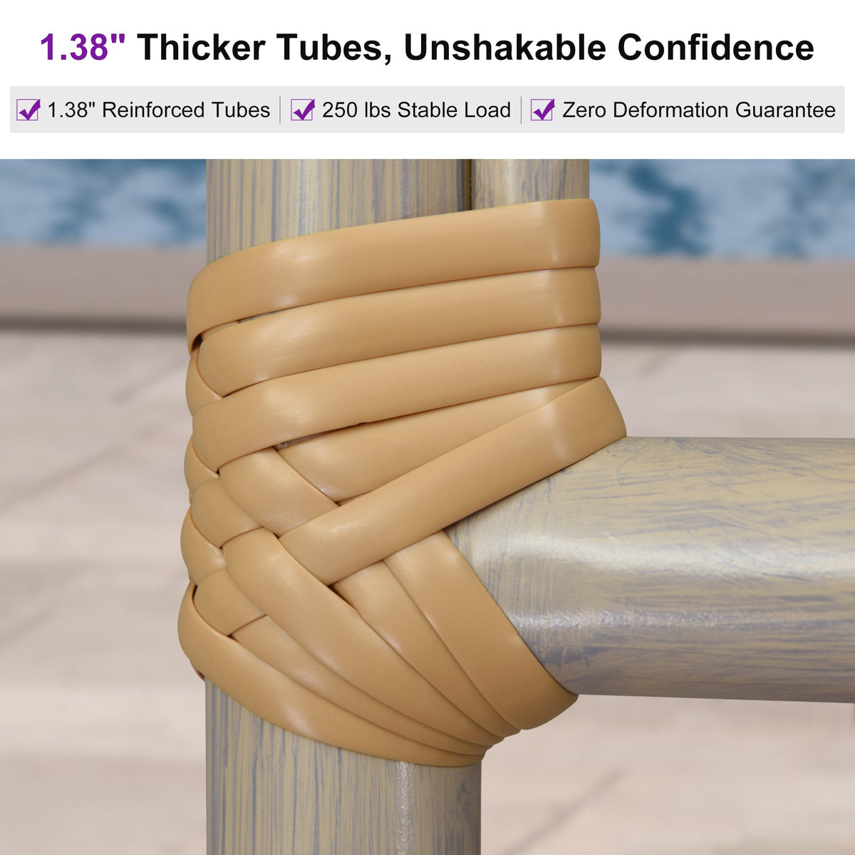 PURPLE LEAF Outdoor Bar Height Stools Set of 2 French Country Patio Rattan Bar Stool Chairs Outdoor Armless Barstools for Porch Garden Indoor Kitchen