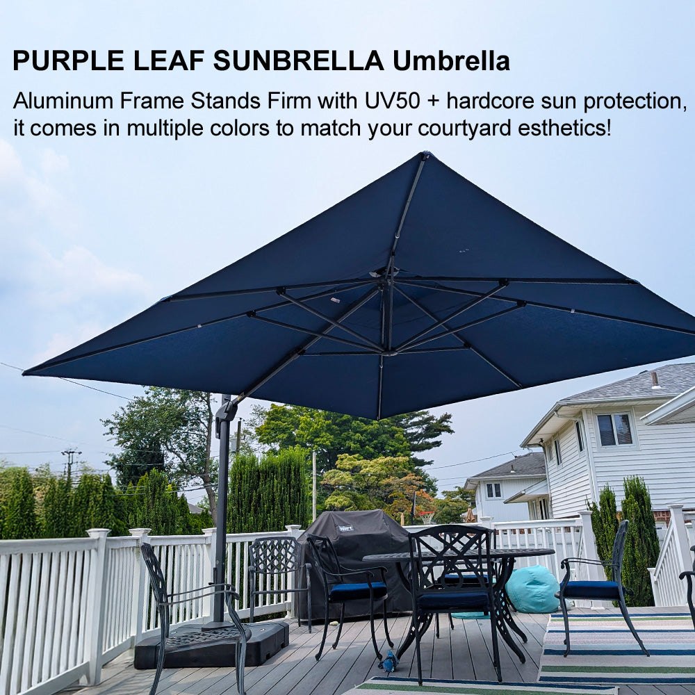 PURPLE LEAF SUNBRELLA Cantilever Umbrella Grey Aluminum Patio Umbrella