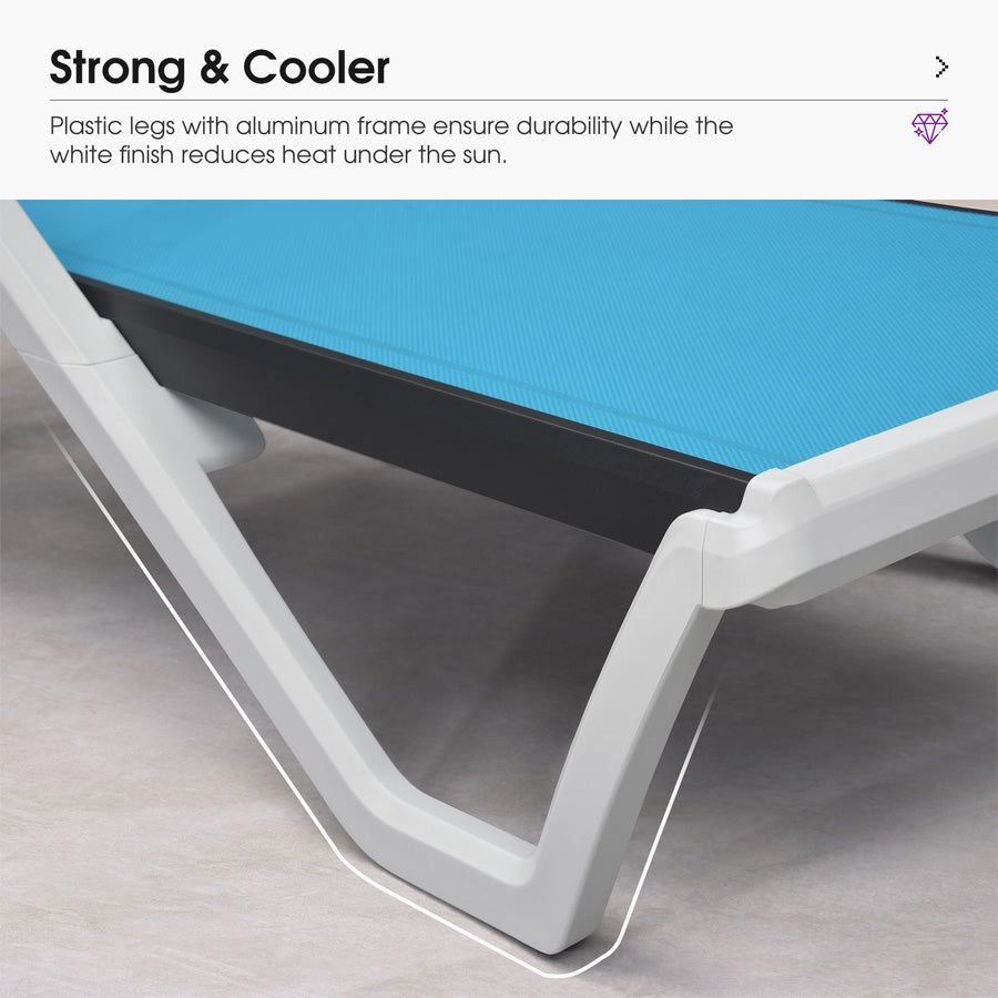 PURPLE LEAF Patio Chaise Lounge Plastic Pool Outdoor Lounge Chair with Aluminum Frame Stackable Patio Tanning Chairs for Poolside Sunbathing Beach Deck Yard