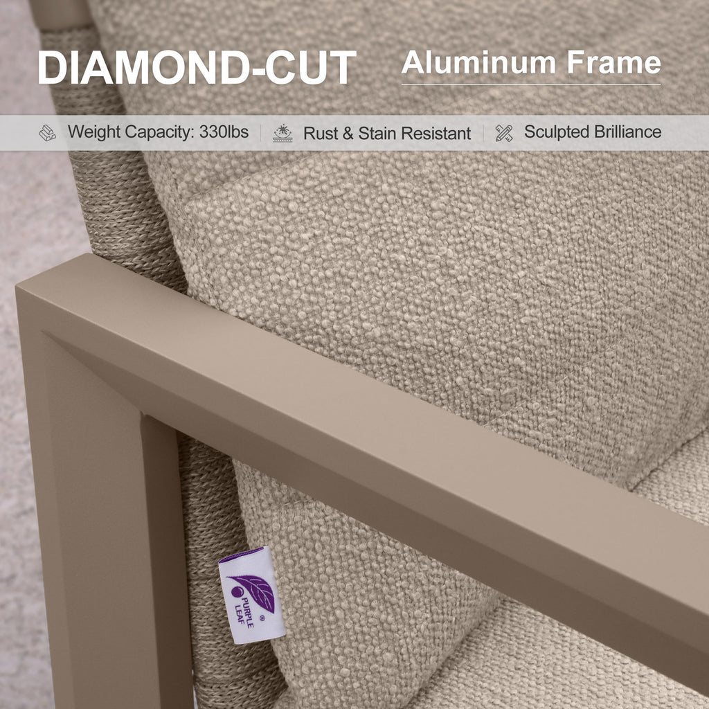 PURPLE LEAF Caesar Bar Stools Modern Aluminum Barstools with Stainless Removable Cushion for Kitchen Outside Island Backyard