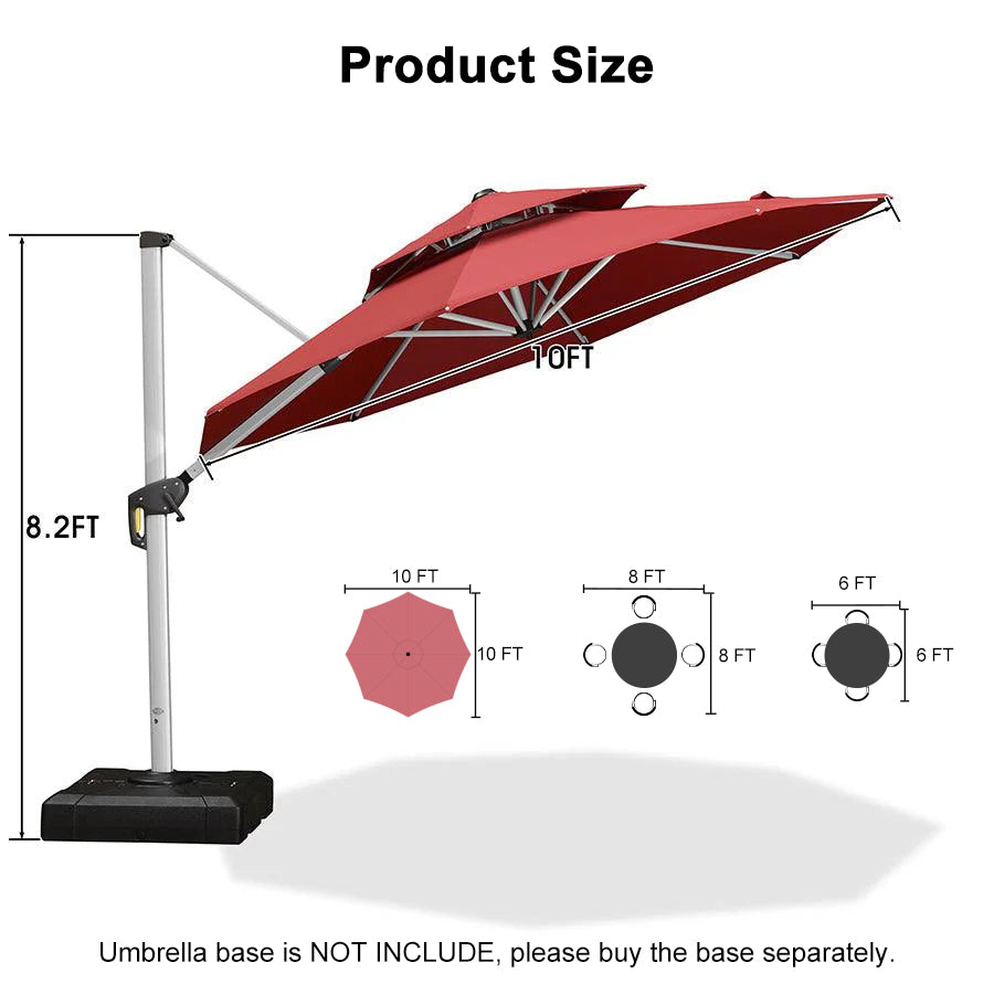 PURPLE LEAF Round Cantilever Patio Umbrella Heavy Duty Umbrella for Porch Garden Pool