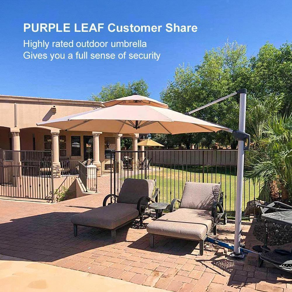 PURPLE LEAF Round Cantilever Patio Umbrella Heavy Duty Umbrella for Porch Garden Pool