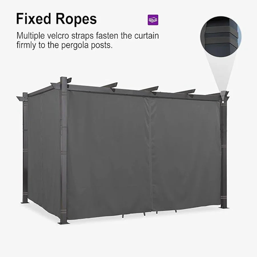 PURPLE LEAF Outdoor Retractable Pergola with Sun Shade Canopy Patio Aluminum Pergola With Curtains