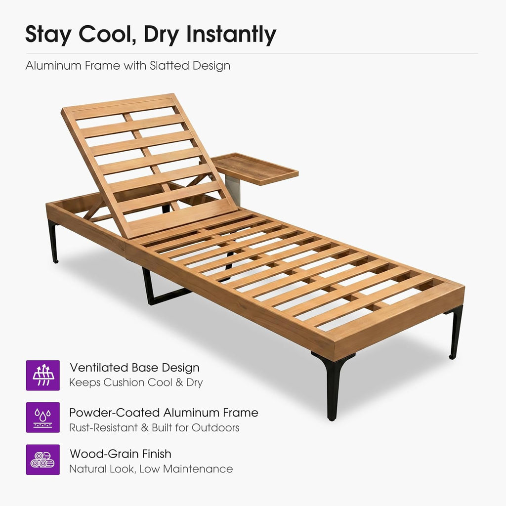 PURPLE LEAF Outdoor Chaise Lounge Sunbrella Patio Lounge Chair Recliner and Cushion for Poolside Balcony Backyard
