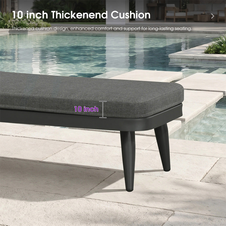 PURPLE LEAF Patio Chaise Lounge Chair  Aluminum Pool Lounge Chairs for Outdoor with 2 Cushions for Deck, Pool, Lawn, Garden, Courtyard, Porch