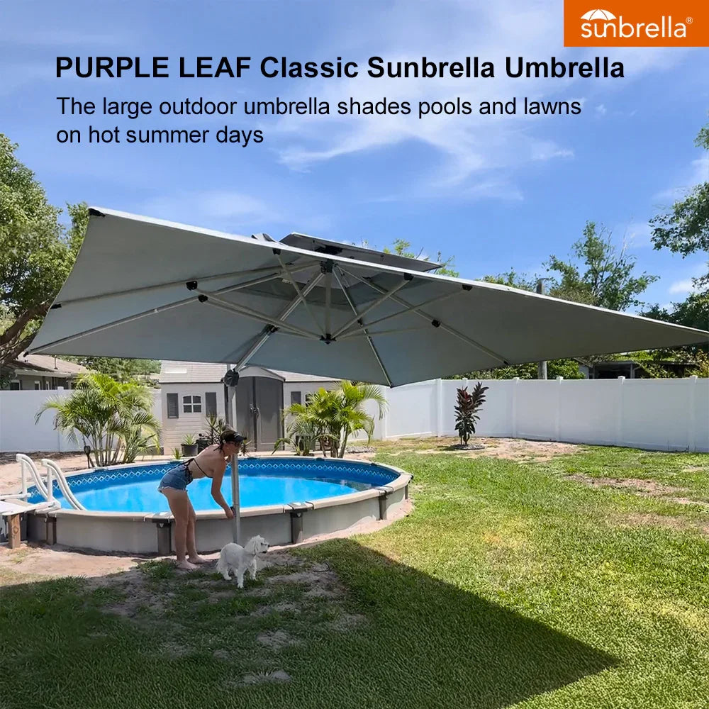 PURPLE LEAF – Parasol de terrasse Premium Classic SUNBRELLA déporté