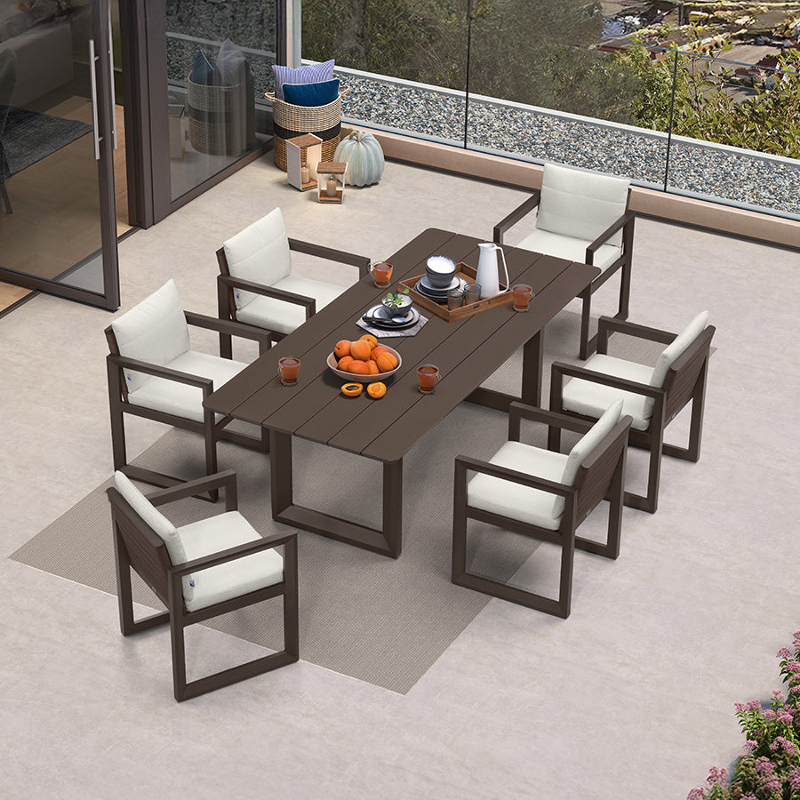 PURPLE LEAF Caesar Outdoor Dining Set Aluminum Luxury Patio Furniture Table and Chairs Set with Olifen Removable Thick Cushion and Pillow Patio Dining Sets for Garden Deck